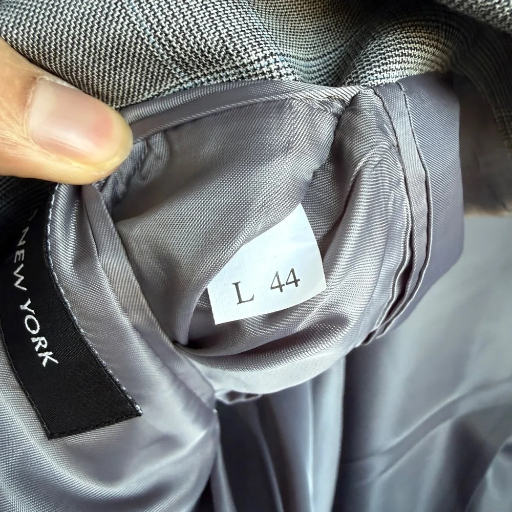 Jones New York | Men’s Wool Plaid Blazer | Size 44L‎ | Gray